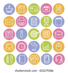 Set of linear icons of office supplies. Thin icons  for web, print, mobile applications design