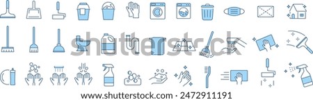  set of linear icons related to cleanliness and cleaning of vectors