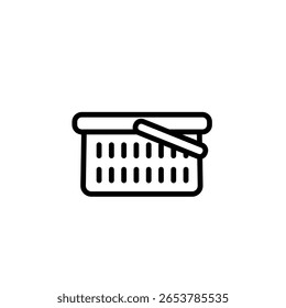 Set of linear icons shopping basket in a store. Grocery basket . Blank template. Vector illustration.