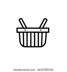 Set of linear icons shopping basket in a store. Grocery basket . Blank template. Vector illustration.