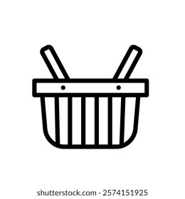Set of linear icons shopping cart and basket icons in a store. Trolley and grocery basket . Blank template. Vector illustration.	