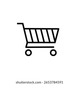 Conjunto de iconos lineales de Carrito de compras y cesta en tienda. Carrito de compras y canasta. Plantilla en blanco. Ilustración vectorial.