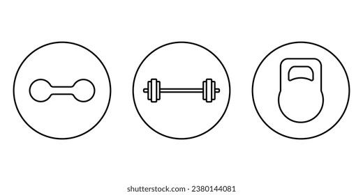 Set of linear icons in a linear style, isolated on a white background. Sport. Vector