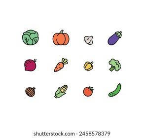 Un conjunto de iconos lineales vegetales.