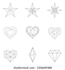 Conjunto de ilustraciones lineales de formas