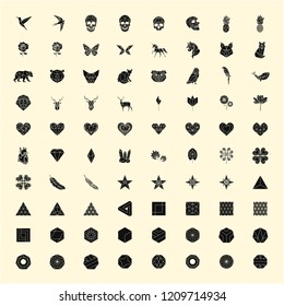 Conjunto de ilustraciones lineales de formas e iconos
