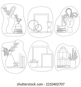 Set of linear interior decors