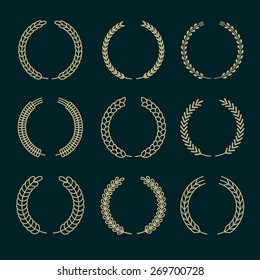 Set of linear laurel wreaths, winner logo collection, vector emblem, frame icons in flat
winner collection award 