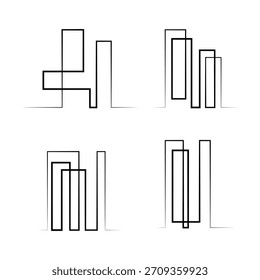 Conjunto de logotipos lineales para el negocio de la construcción