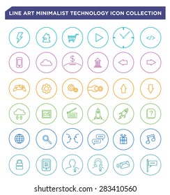 Set of linear and minimalist icon or logo for technology apps in business. Editable clip art.