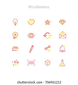 Set of linear outline icons of Miscellaneous. Icons for web sites, illustration for text blocks on the web sites.