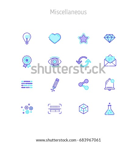 Set of linear outline vector icons of Miscellaneous. Icons for web sites, illustration for text blocks on the web sites.