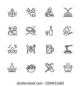 Set of linear restaurant icons. food icons in simple design