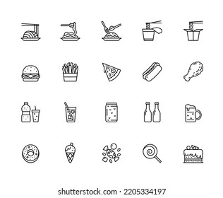 Set of linear restaurant icons. food icons in simple design