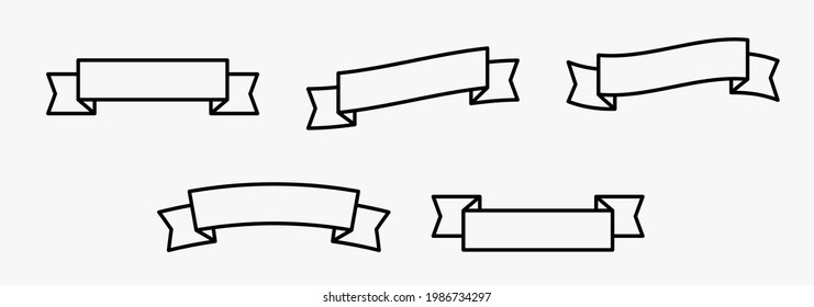 Set of linear Ribbons. Ribbon elements. Starburst label. Vintage. Modern simple ribbons collection. Vector illustration.