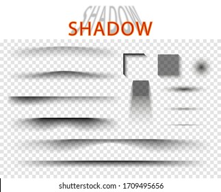 set of linear, square, and oval shadows. Vector images, overlay templates. Isolated background.