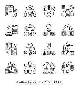 Set of Linear Style Database Configuration Icons 

