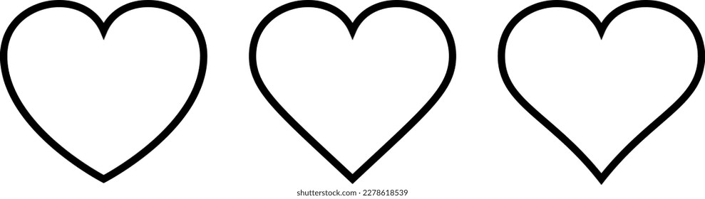 A set of linear style heart icons as a concept of love and sympathy
