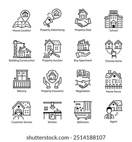 Set of Linear Style Housing Icons

