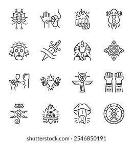 Set of Linear Style Inking Icons 

