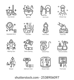 Set of Linear Style Lavatory Icons 

