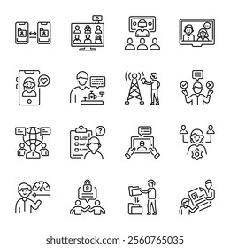 Set of Linear Style Online Conversation Icons