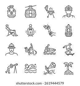 Set of Linear Style Outdoor Recreation Icons 

