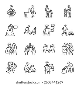 Set of Linear Style Philanthropy Icons 

