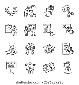 Set of Linear Style Sales Production Icons 


