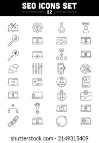 Conjunto De Símbolo O Icono De Seo De Estilo Lineal.