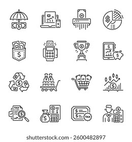 Set of Linear Style Taxation System Icons 

