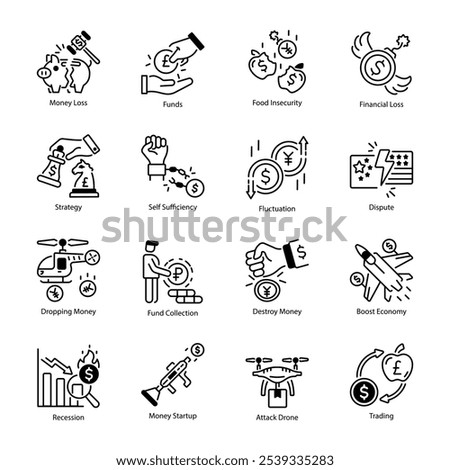 Set of Linear Style Trade Dispute Icons 

