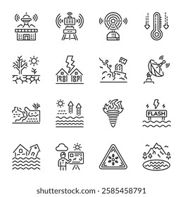 Set of Linear Style Weather Forecasting Icons 

