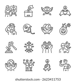 Set of Linear Style World Peace Icons 


