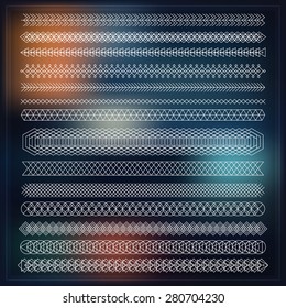 Set of linear thin line art deco retro hipster vintage design elements in geometric shape