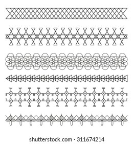 Set of linear thin line art deco retro hipster vintage design elements in geometric shape. Figured frame. linear thin delicate strips