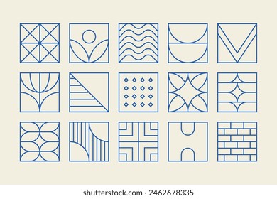 Set of linear tiles inspired by Art Deco