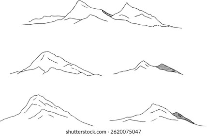 A set of Linear vector mountains