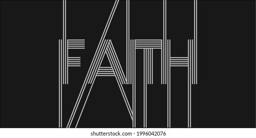 set of linear Vector typography phrase Faith text isolated circle in gold color with black background. Can be use for religious greeting card, banner, poster, brochure or typography logo design