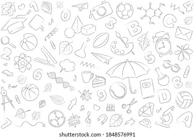 Set of linear vectors on a education theme 