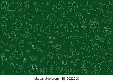 Conjunto de vectores lineales sobre un tema educativo sobre un fondo verde