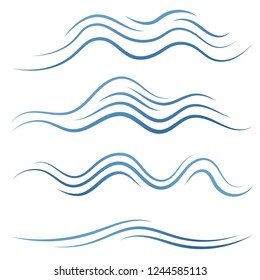 Set of linear water wave elements illustration. Waves line icons. Vector illustration.