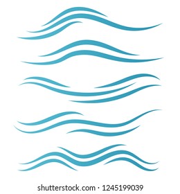 Set of linear water wave elements illustration. Waves line icons. Vector illustration.