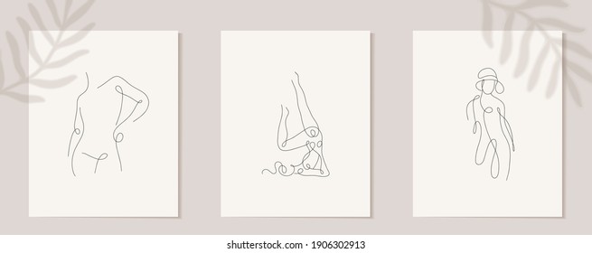 Set linear woman figure. Continuous linear silhouette of female face. Outline hand drawn of avatars girls. Linear glamour logo in minimal style for beauty salon, makeup artist, stylist
