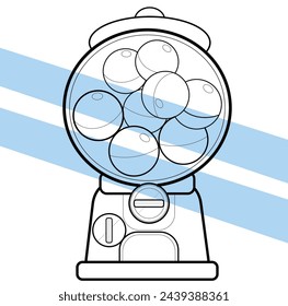 a set of lineart illustrations of japanese toy capsule vending machine, called gacha machine, suitable for scenarios such as raffles, games, blind boxes. Vector, editable files, clean lineart