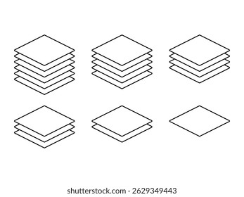 set of lineart layers symbol icon design vector, isolated on transparent background