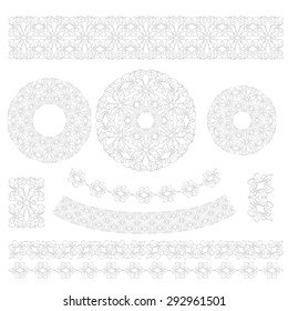 Set of lineart vignette backgrounds. Vector illustration.