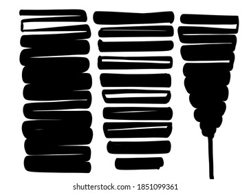 Set of lines with a brush. Stack. Vector