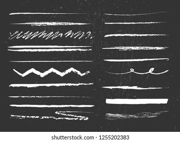 set of lines with chalk texture on grunge background