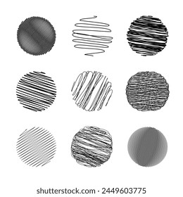 Set of lines in circle form on white background